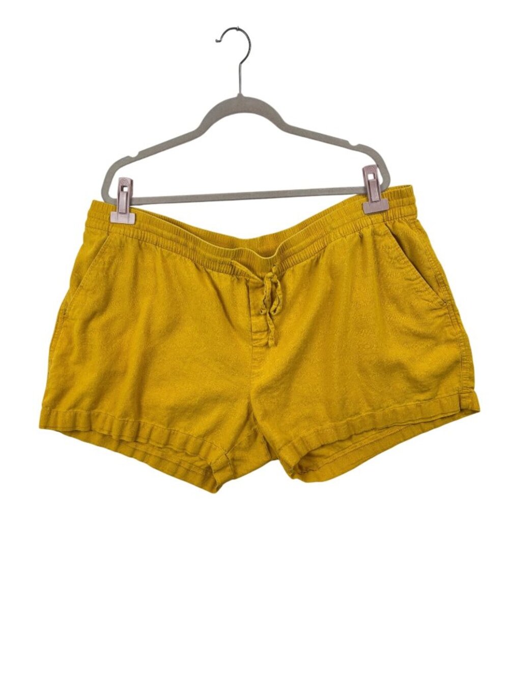 ✨3/$30 Old Navy XXL 2X Mustard Yellow Drawstring Elastic Waist Linen Shorts